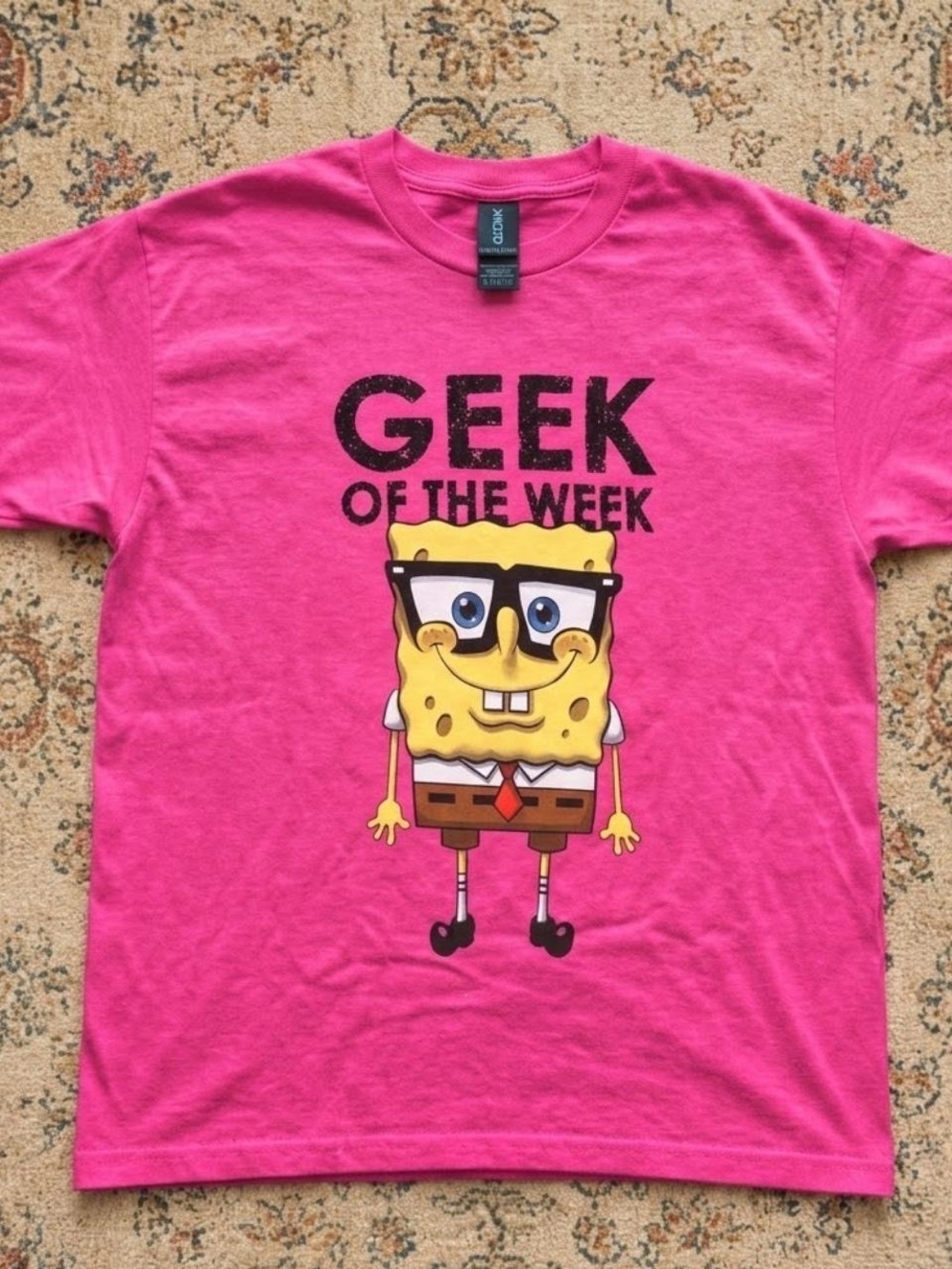 Gildan Hot Pink 'Geek of the Week' Sponge Character Tee